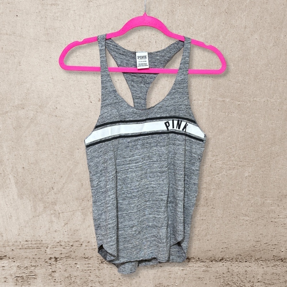 PINK Victoria's Secret Grey Racerback Tank Top
